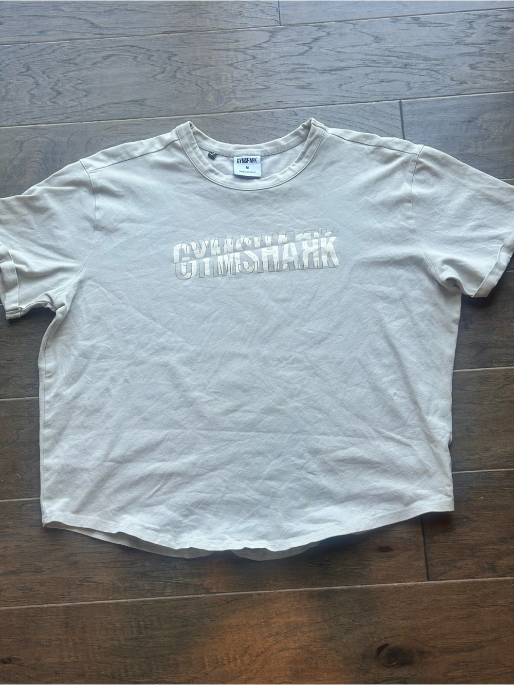 Gymshark Women’s Medium Short Sleeve Crew Tee in Light Gray Boxy Fit